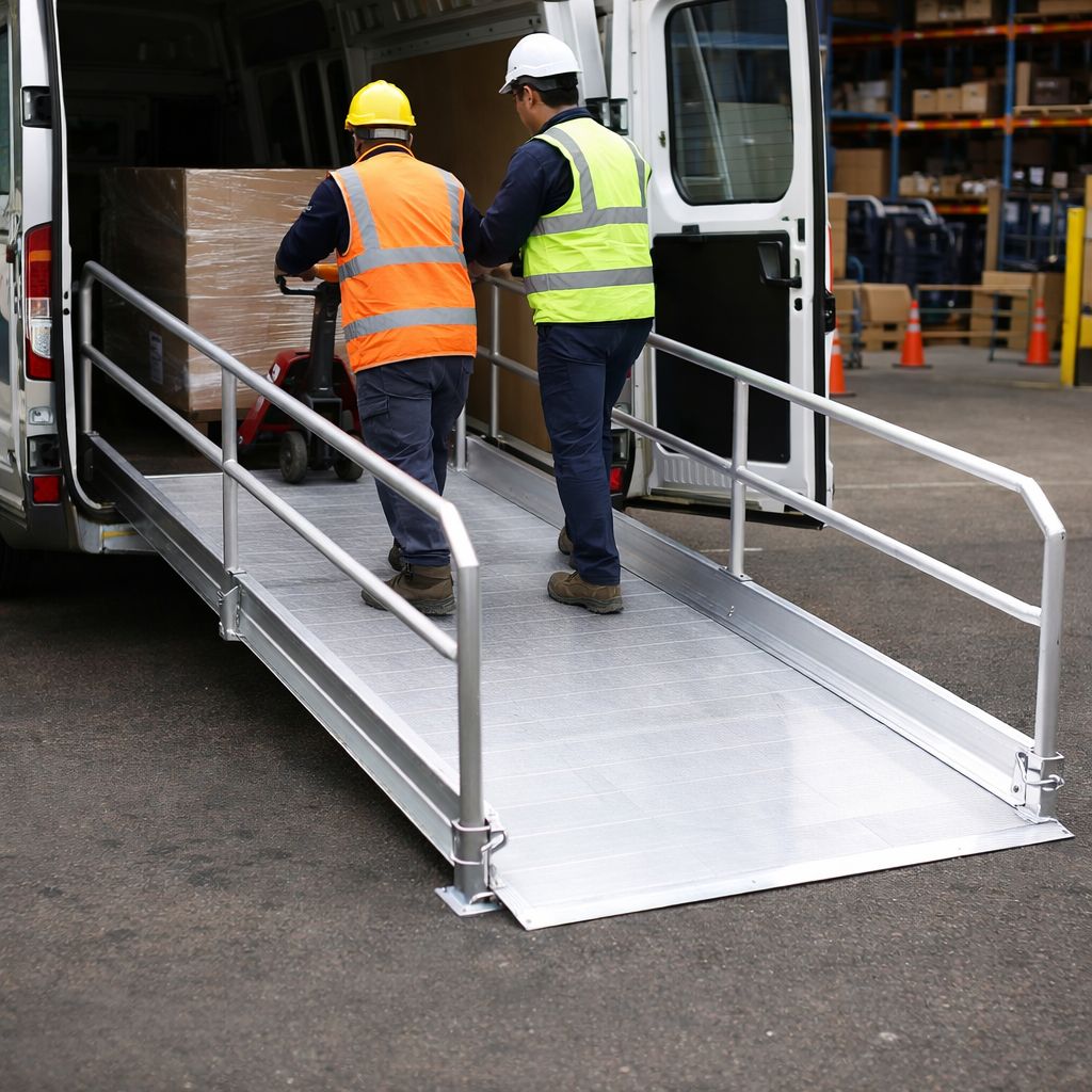 Vehicle Accessible Ramps – 2990mm Long x 1250mm Wide – Handrails – Commercial Use