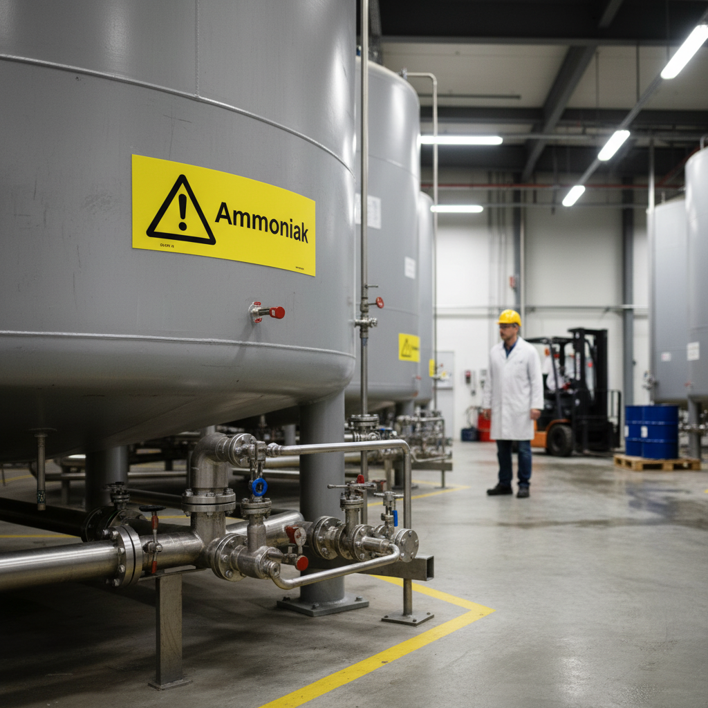Premium Ammonia Warning Sign - Self-Adhesive, PVC-Free Plastic, Magnetic, and Aluminum Options for High Visibility and Durability
