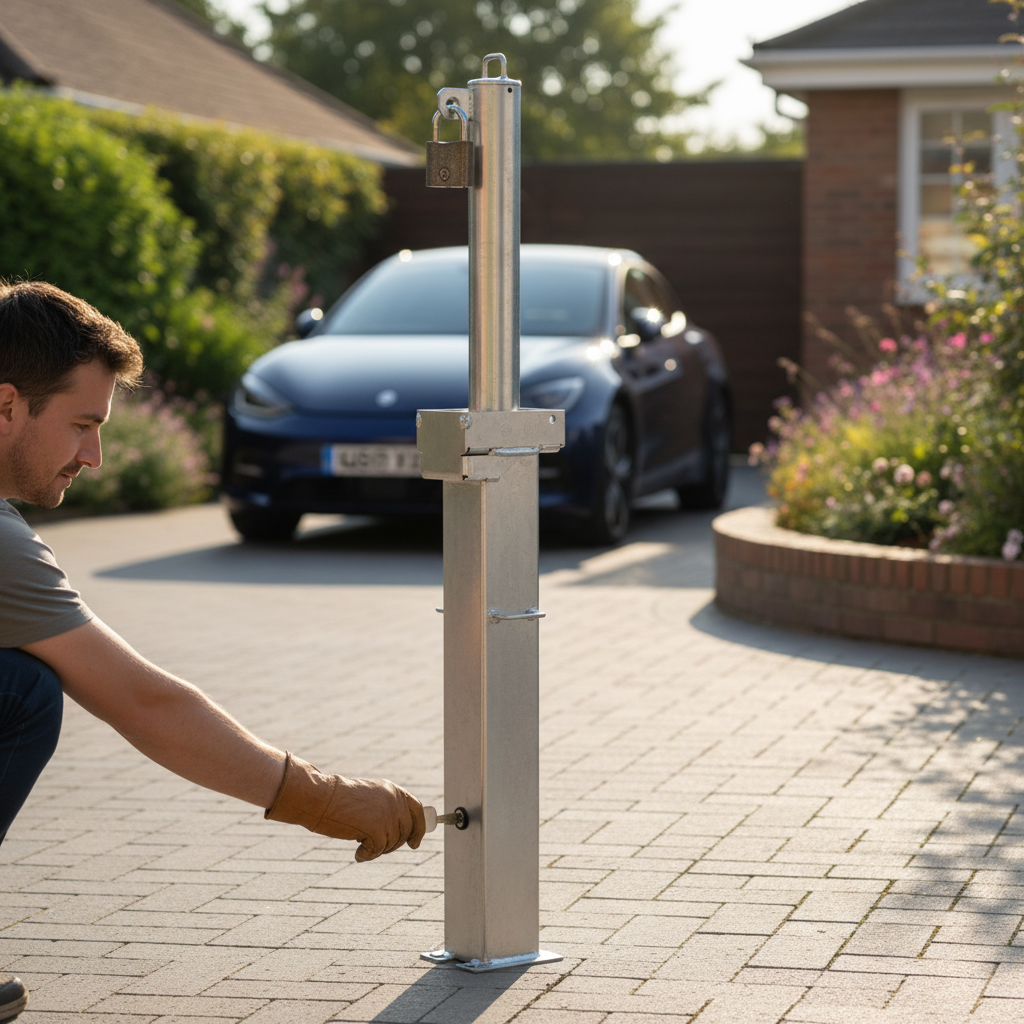 Premium Heavy Duty Retractable Bollard with Integral Lock - 500mm x 90mm for Enhanced Security and Access Control