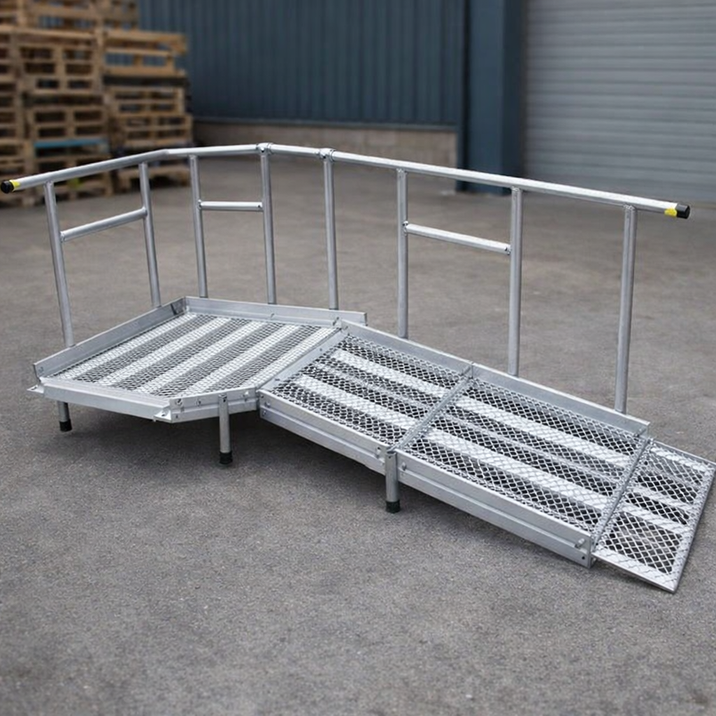 Aluminium Modular Ramp Kit – 900mm x 1000mm – Platform & Handrails – Wheelchair Access