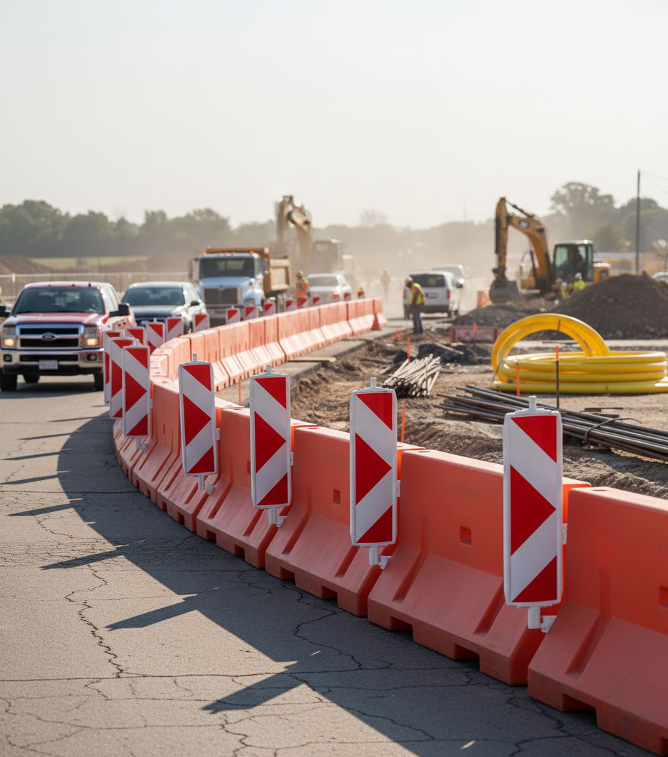 Premium Lightweight Plastic Traffic Panel for Building Sites and Roadworks with Reflective Film and Directional Guidance