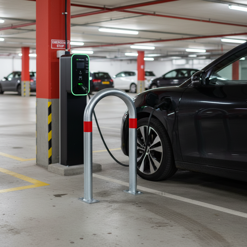 Premium 360mm Hoop Barrier for EV Charging Point Protection, Ergonomic Design with Reflective Banding Options