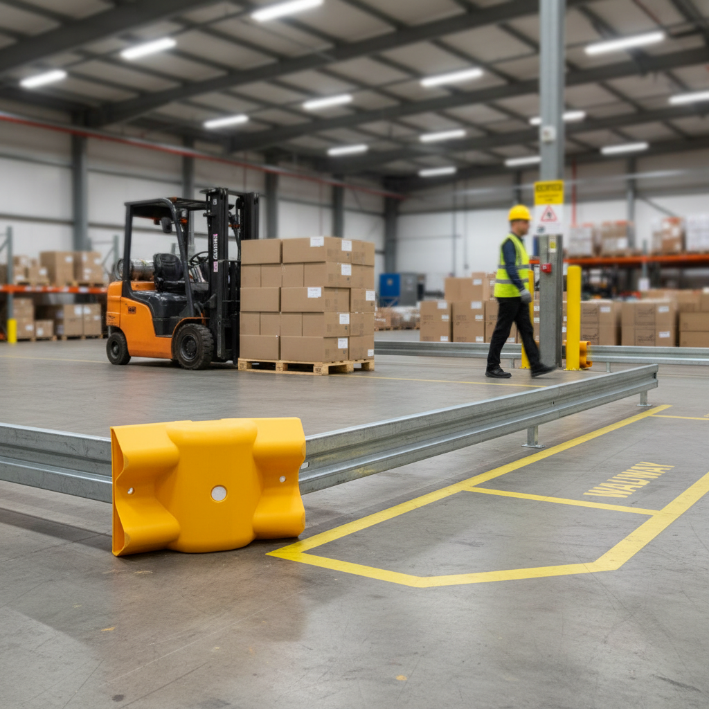 Premium Yellow Plastic 135-Degree Internal Corner Section for High-Visibility Barrier Applications - side view | Barriers Co