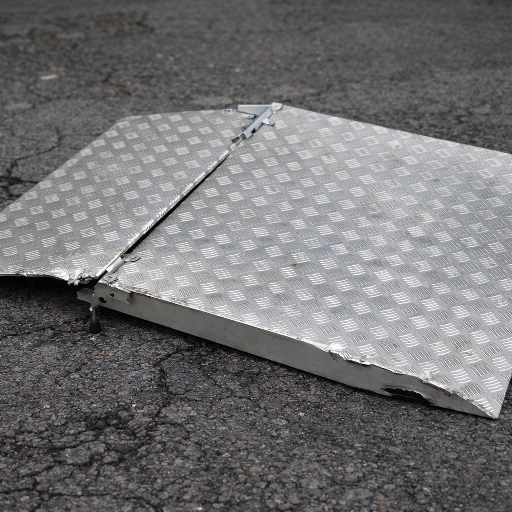 Folding Drive-In Ramp – 800mm + 450mm x 750mm – Adjustable Height – Threshold Access
