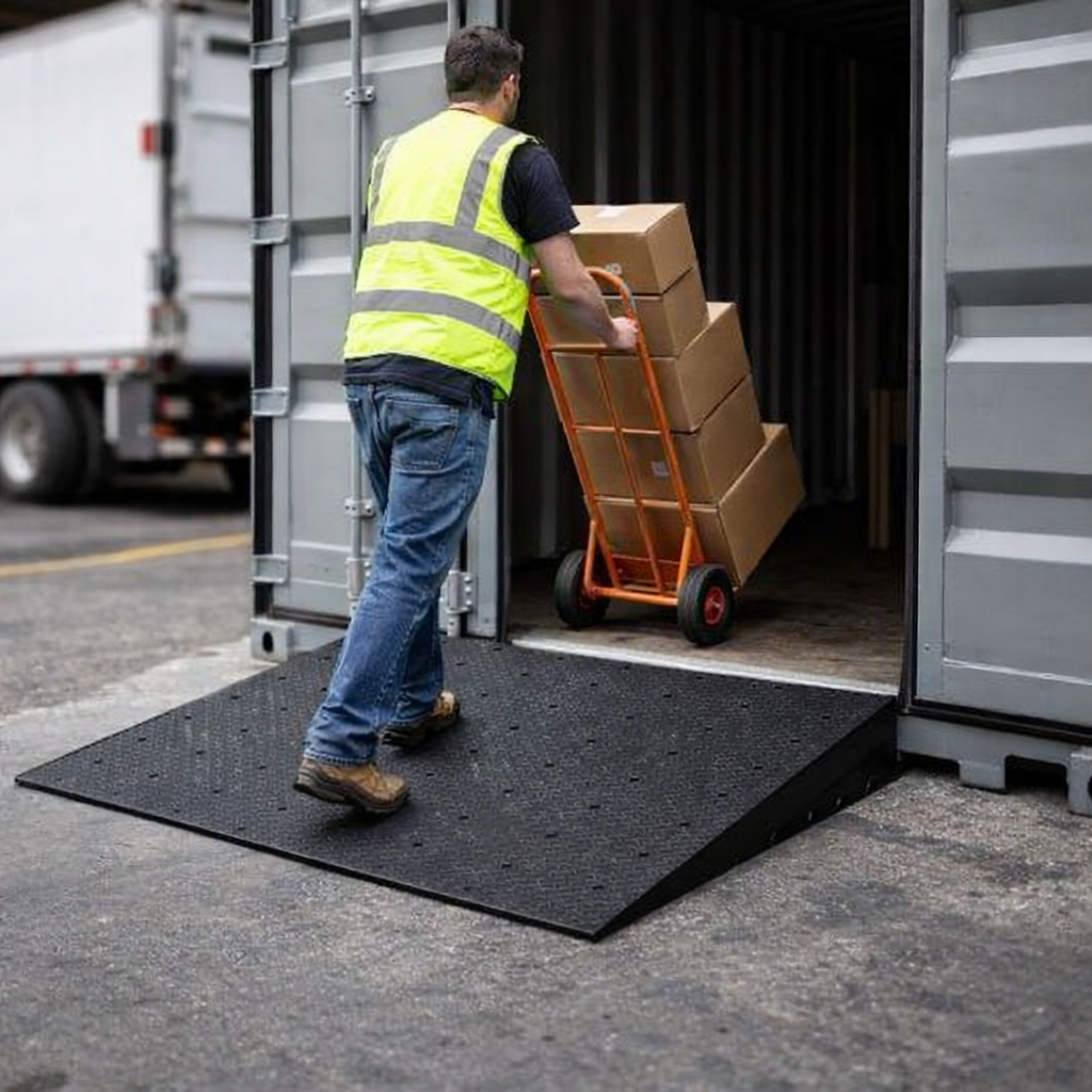 Ground Level Shipping Container Ramps – 150-300mm High – 10000kg Capacity – Industrial Use