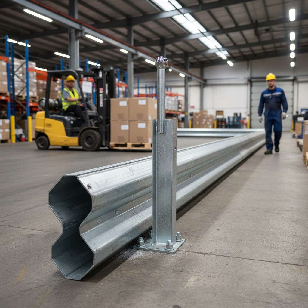 Premium Bolt Down 760mm Handrail Mount Barrier Post with Galvanised Steel Construction for Enhanced Safety in Car Parks - Det