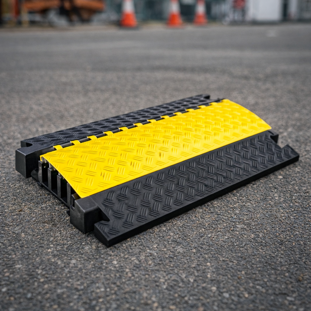 3-Channel Cable Protector – Black and Yellow – 5000kg Capacity – Indoor/Outdoor