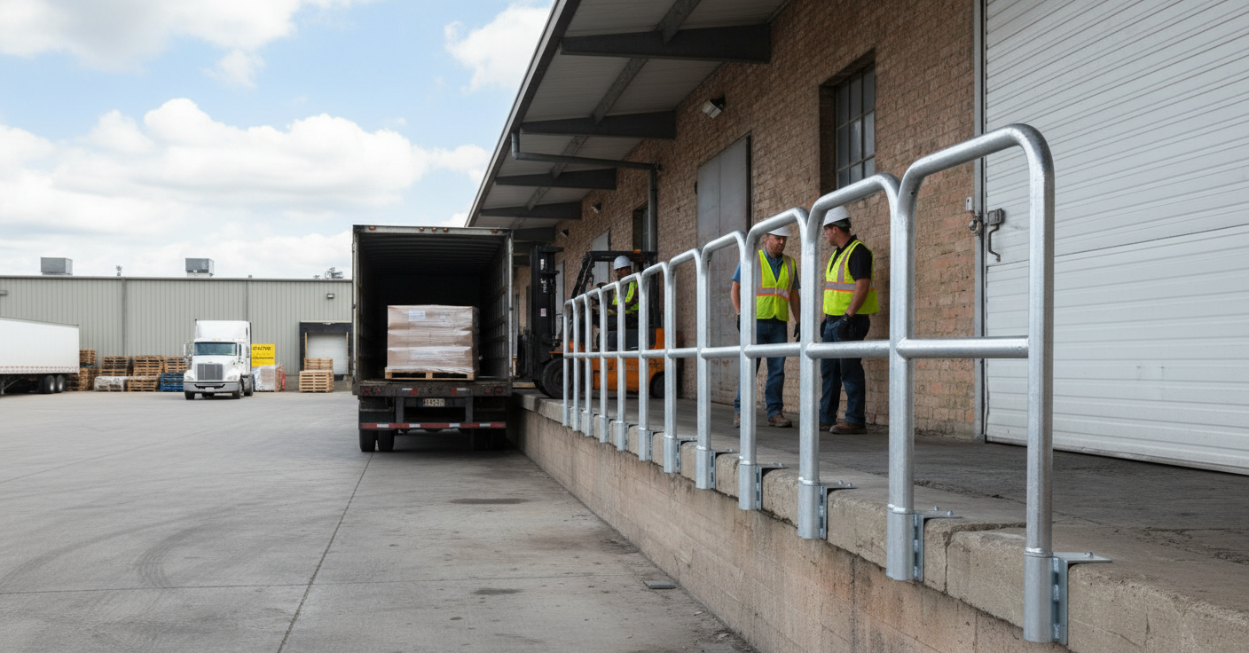 Premium Removable Safety Rail System for Loading Docks - 5m Set with Quick-Release Brackets for Enhanced Safety