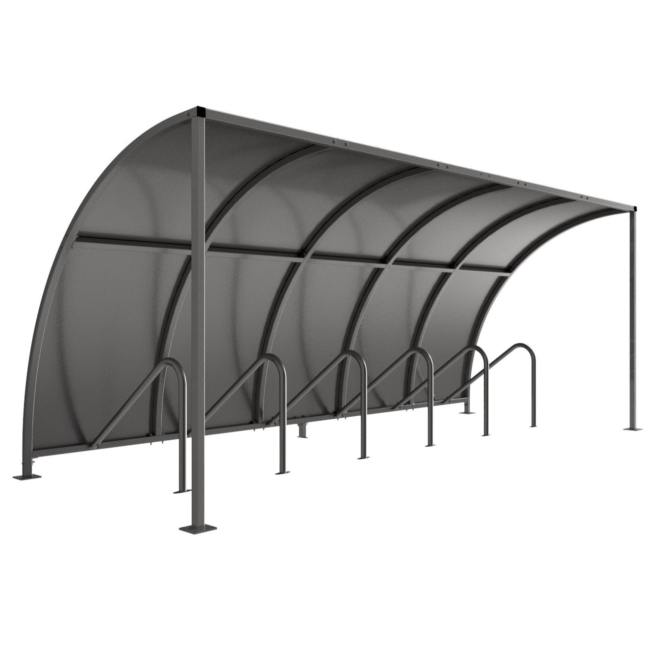 VS1 Modular Cycle Shelter – Galvanised Steel Roof & Frame with Integrated Bike Stands (1m–5m + Extensions)