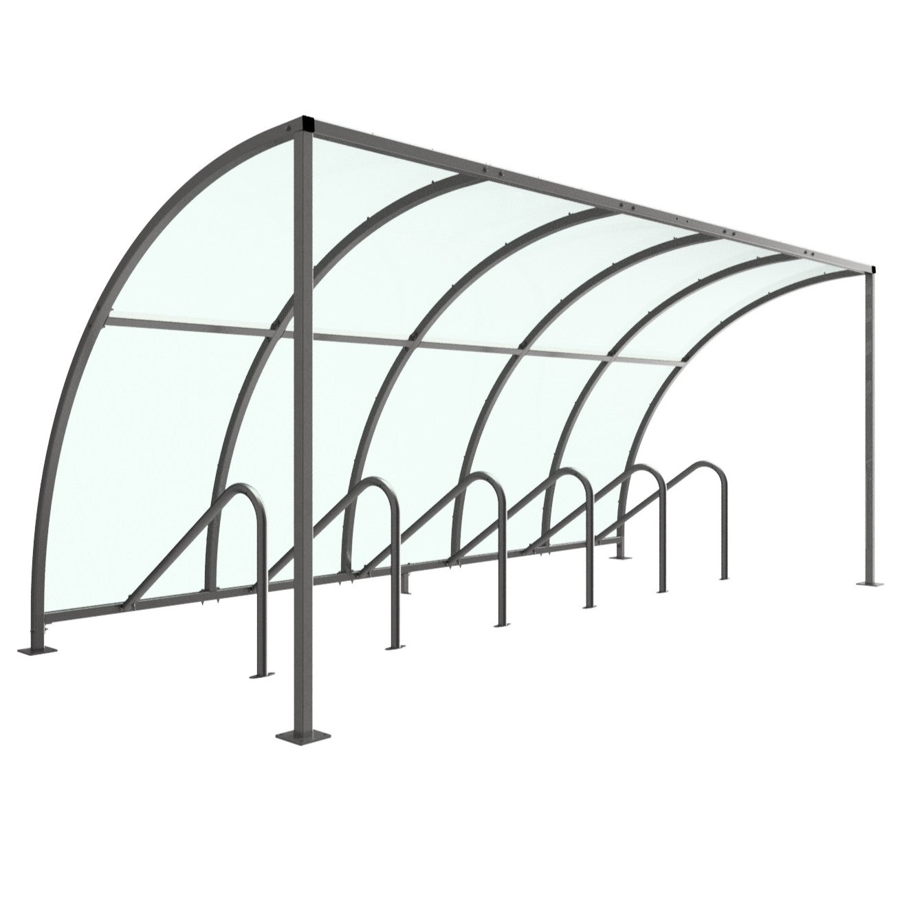 Premium VS1 Cycle Shelter – Galvanised Steel Frame with UV-Stabilised PETG Roof (Modular, Open-Sided Design)