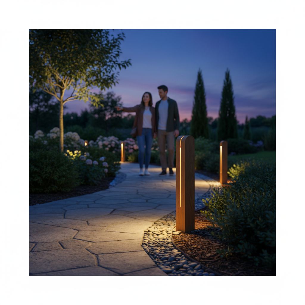 Premium Wooden Lighting Bollard with LED Strips for Warm Glow and Eco-Friendly Design