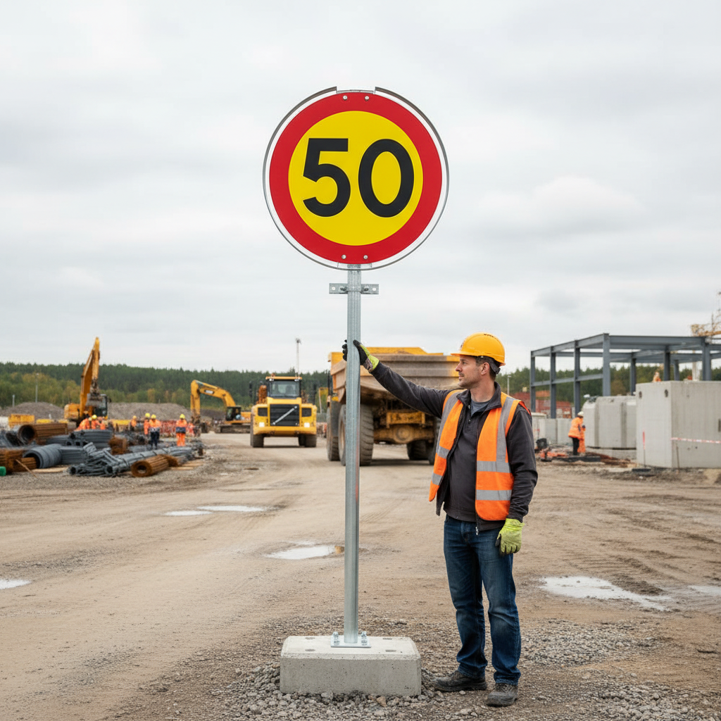 Premium Prohibition Sign - Maximum Speed 50 km/h, 600mm Diameter for Traffic Control