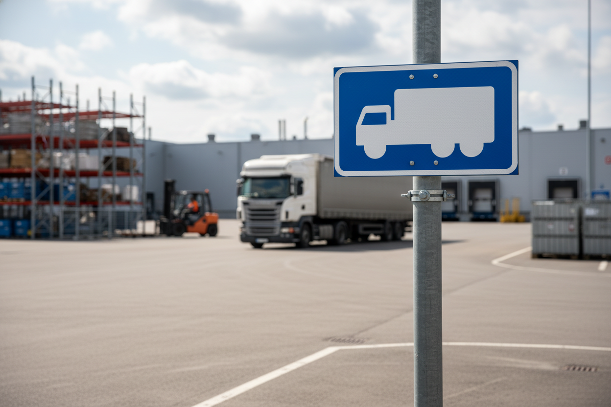 Premium Prohibition Sign for Truck Driving Left - 40x60cm Durable Design - High-Quality Professional Grade for Industrial and Commercial Applications