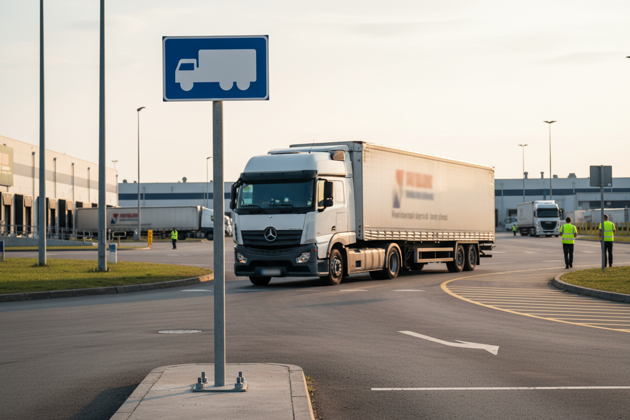 Premium Prohibition Sign for Truck Driving Left - 40x60cm Durable Design - High-Quality Professional Grade for Industrial and Commercial Applications