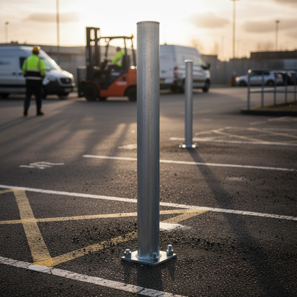 Premium Fixed Galvanized Bollard 1000mm - Heavy Duty Post with Seamless Integration for Safety and Security