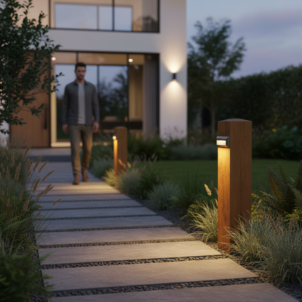 Premium Double Indirect Wooden Bollard Light with DarkSky Approval for Eco-Friendly Outdoor Illumination