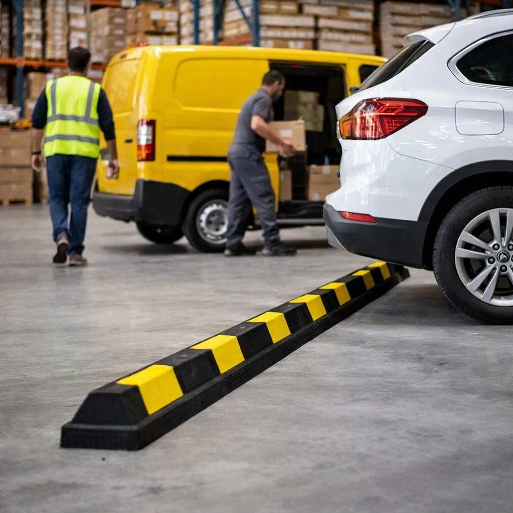 Rubber Wheel Stop – 1800mm Black/Yellow – Durable & Reflective – Parking Safety