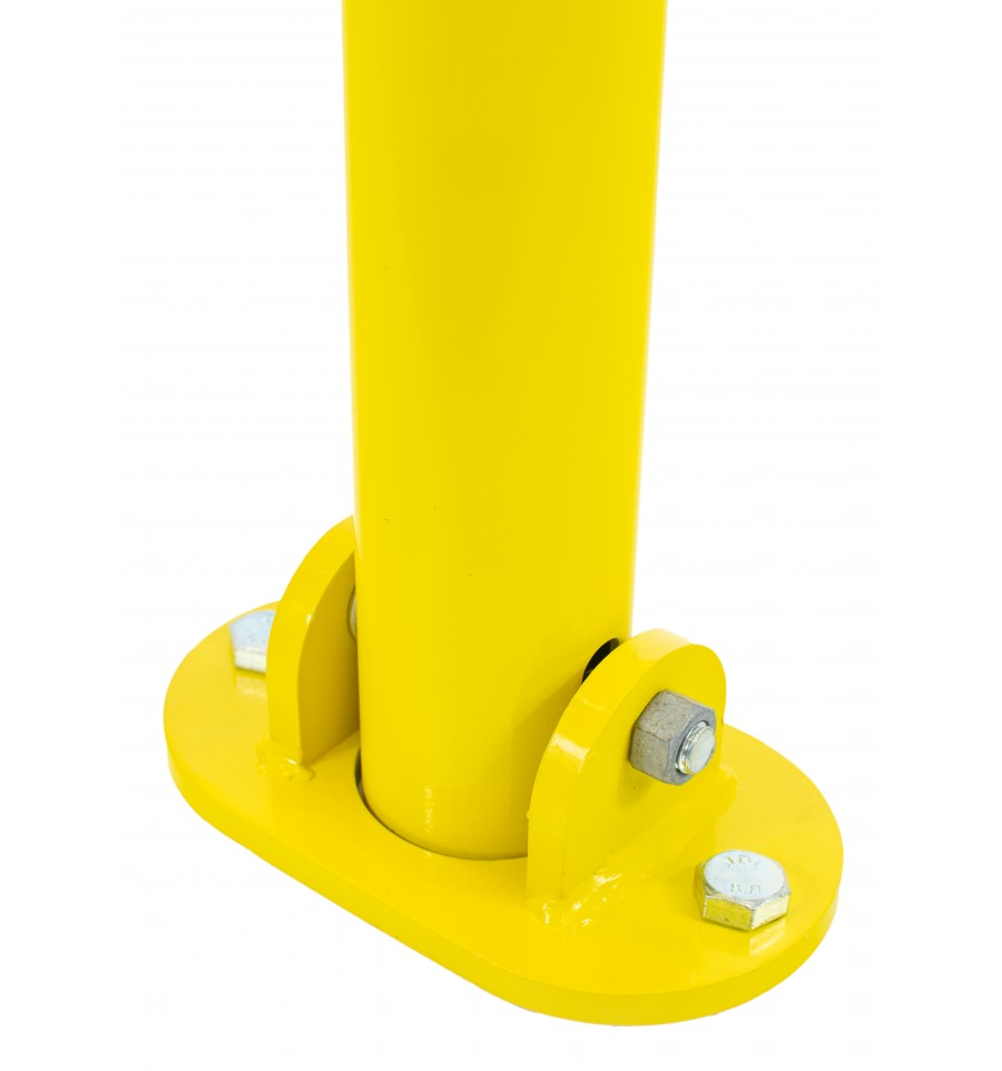 Bolt-Down Folding Parking Post – Durable Yellow Steel Security Barrier