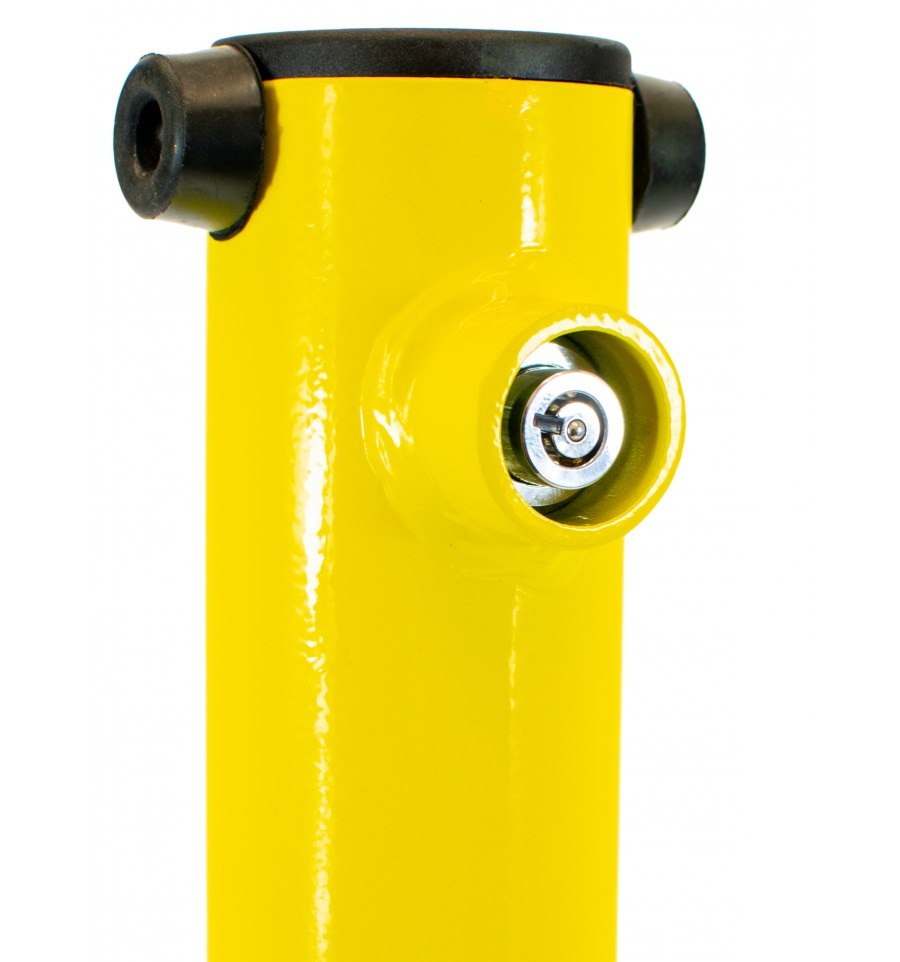 Bolt-Down Folding Parking Post – Durable Yellow Steel Security Barrier