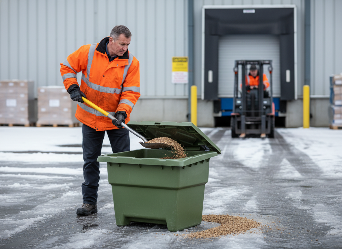 Premium 350 Litre Heavy Duty Grit Bin with Lockable Lid and Custom Text Options - High-Quality Professional Grade for Industrial and Commercial App...