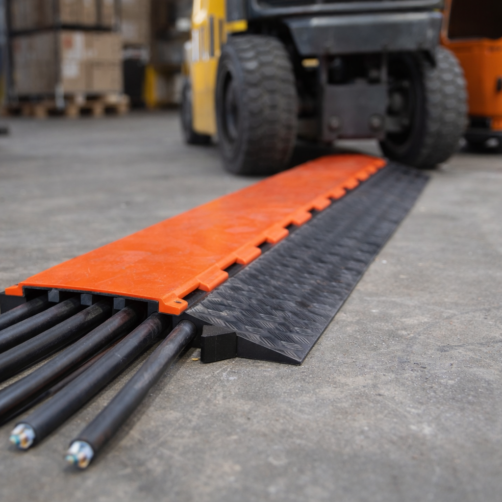 5-Channel Cable Protector – Orange/Black – Heavy Duty – Commercial Use