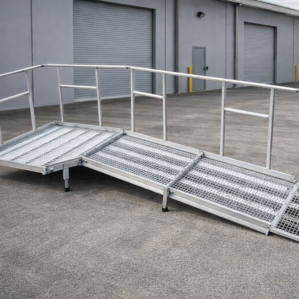 Aluminium Modular Ramp Kit – 1300mm x 6000mm – Platform & Handrails – Wheelchair & Mobility Scooter
