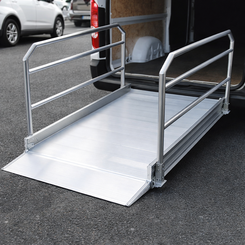 Vehicle Accessible Ramps – 1390mm L x 1000mm W – Handrails – Commercial Use