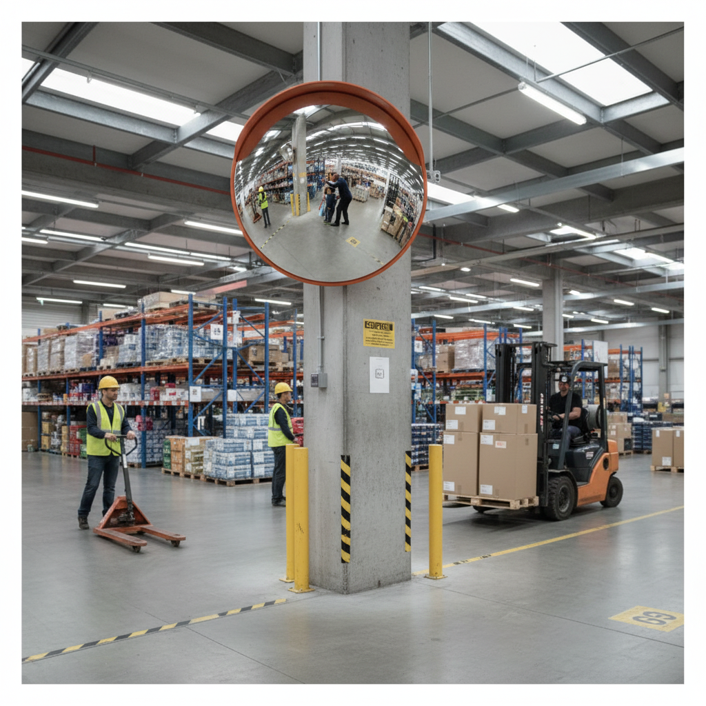 Premium Large Two-Direction Surveillance Security Mirror for Retail and Hospitality Environments - side view | Barriers Co