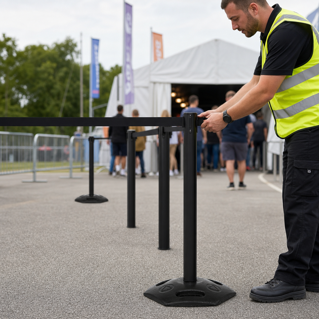 WeatherMaster 300 Outdoor Belt Barrier System 4.9m x 50mm for Event Queuing