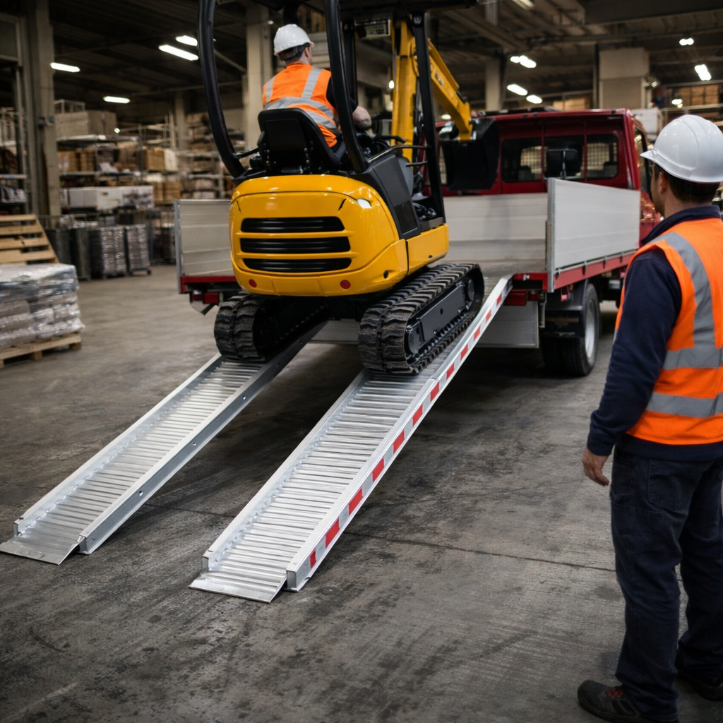 Aluminium Loading Ramps – 2000mm x 300mm – 2700kg Capacity – Plant Machinery