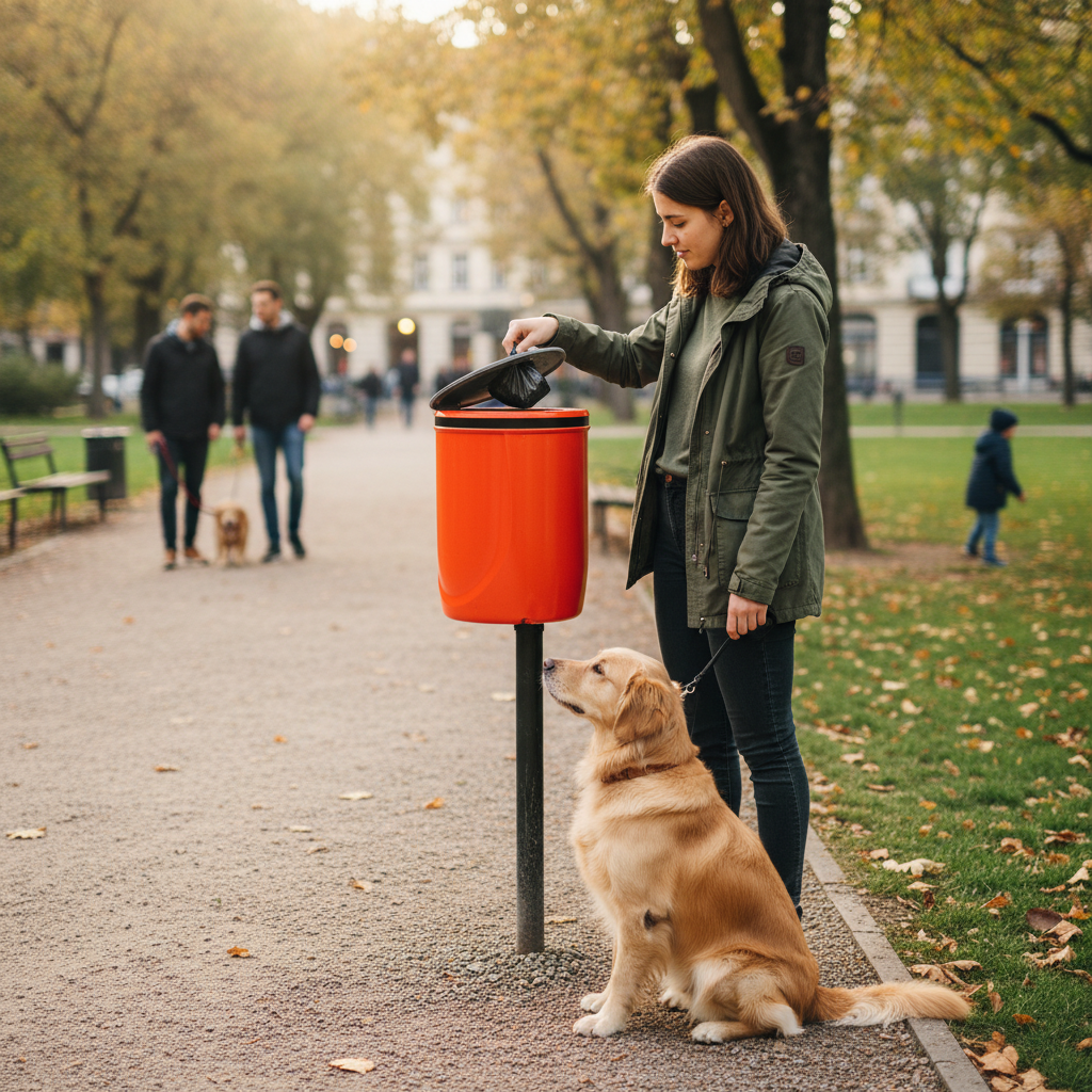 Premium Wall or Post Mounted Doggy Litter Bin 40L with Odor Control and Heavy Duty Design for... - side view | Barriers Co