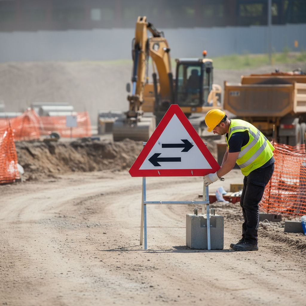 Professional Two-Way Traffic Crossing Ahead Sign, 750mm Diameter - Essential Warning for Drivers on Temporary and Diversion Routes