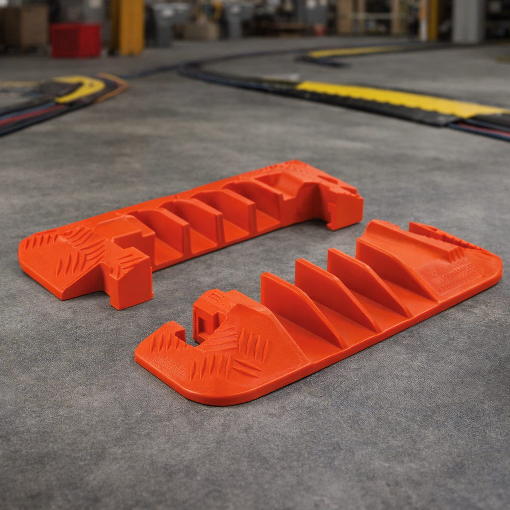 Cable Protector End Caps – Orange – 5 Channel, Polyurethane – Commercial Use