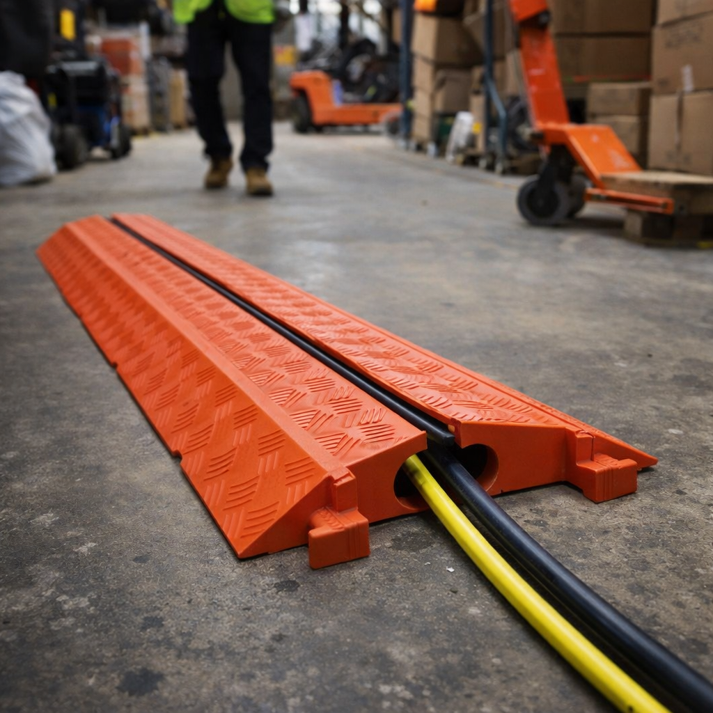 Cable Protector – 1 Channel Split Top 1.25" – Orange – Heavy Duty