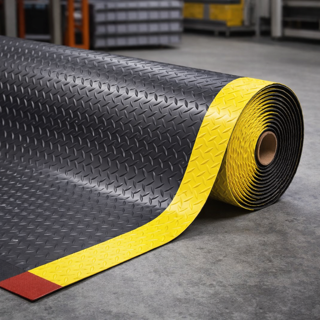 Industrial Anti-Fatigue Mat – Black & Yellow – 14mm Thick – Ergonomic