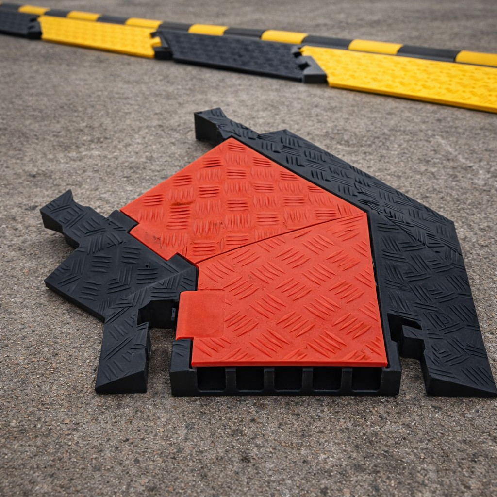 Cable Protector Corner – Orange/Black – 5 Channels, 45 Degree – Industrial Use