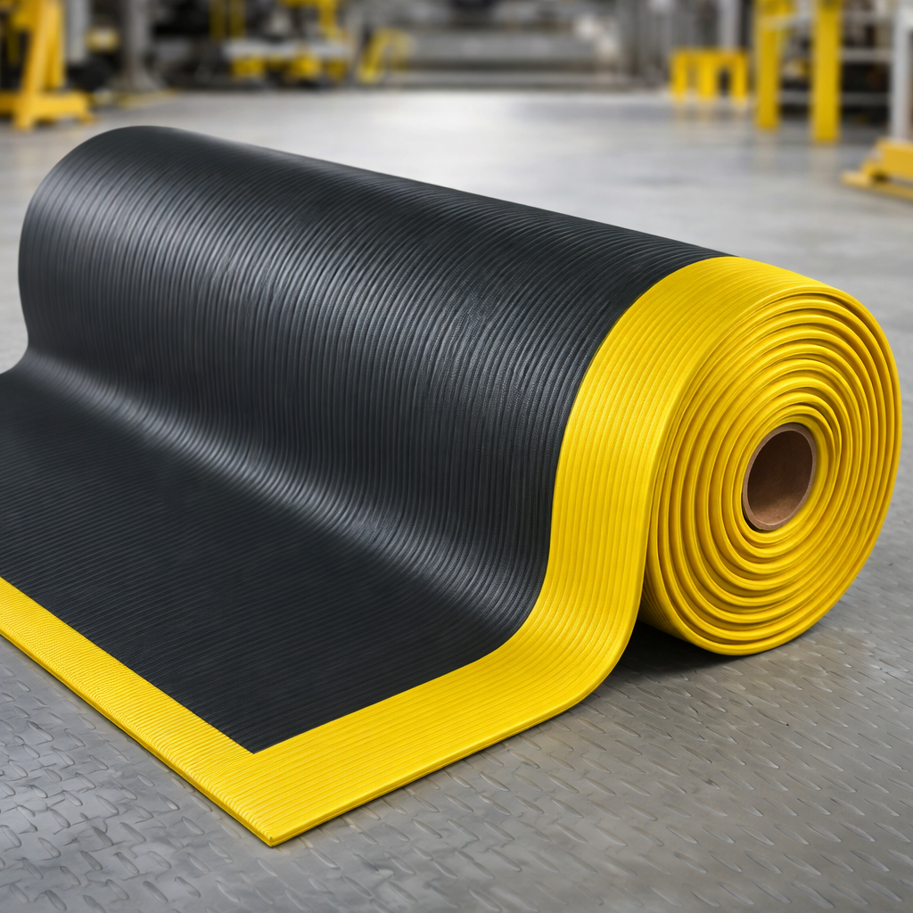 Anti Fatigue Mat – Black & Yellow – 9.4mm Thick – Industrial Use