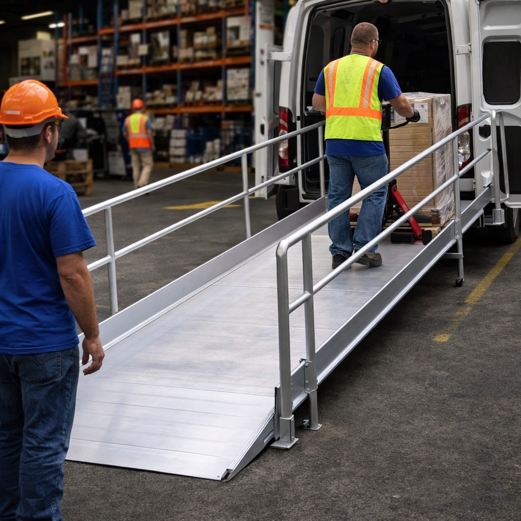 Vehicle Accessible Ramps with Handrails – 4790mm x 1250mm – Heavy Duty – Commercial Use