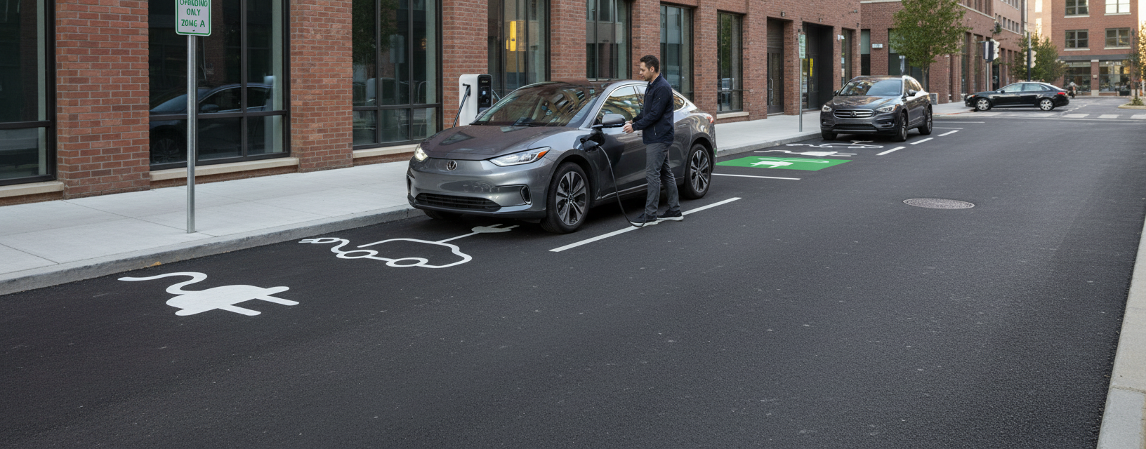 Premium Electric Vehicle Symbols for Road and Facility Marking - Durable Thermoplastic Graphics with Fast Installation
