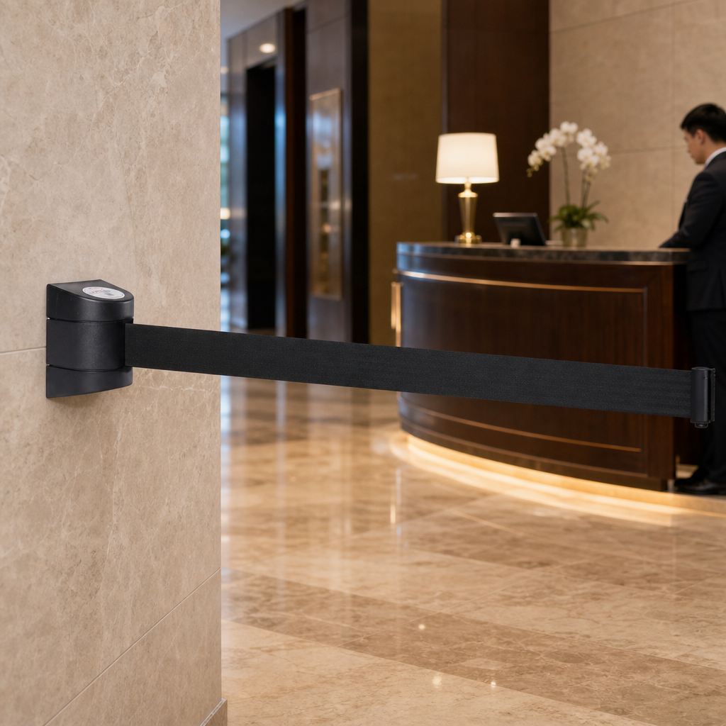 ABS Wall Mounted Belt Barrier System 4.6m for Hotel Lobbies