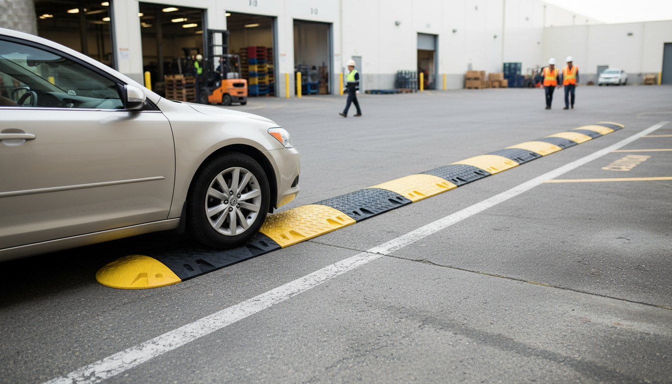 Premium Eco-Friendly Speed Bump with Reflective Lenses - Multiple Height Options for Effective Traffic Management