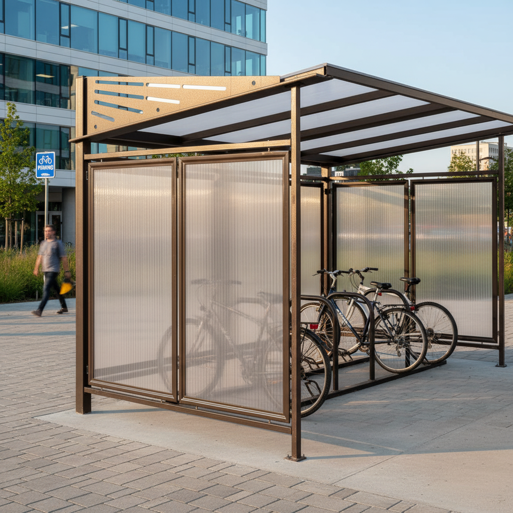 Premium Rear Cladding Panel for Conviviale Bike Shelter with Anti-UV Polycarbonate and Customizable Frame | Barriers Co