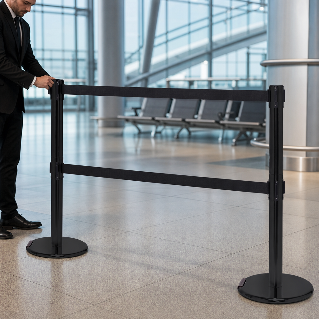 RollerPro Twin Belt Barrier System 3.4m x 50mm for Crowd Control