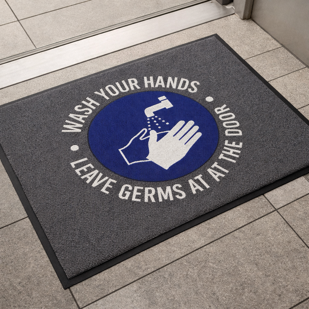 Safety Mats – Grey – 8.5mm Thick – Wash Hands Reminder