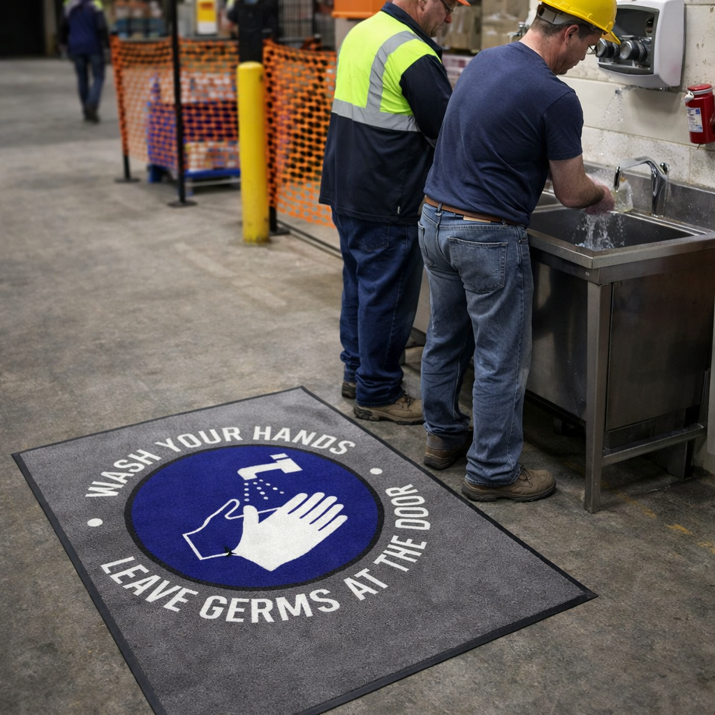 Safety Mats – Grey – 8.5mm Thick – Wash Hands Reminder