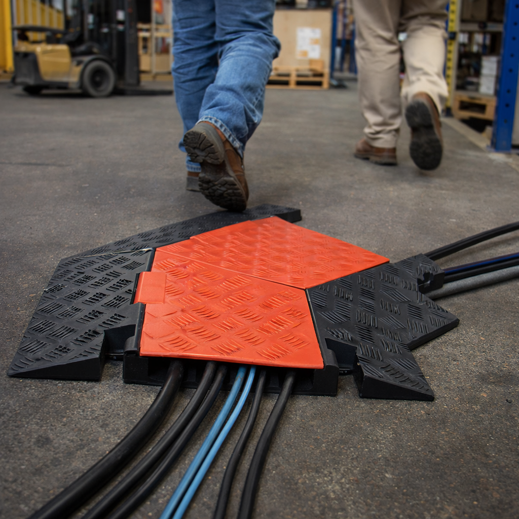 5 Channel Cable Protector Corner – Orange/Black – Heavy Duty – Commercial Use