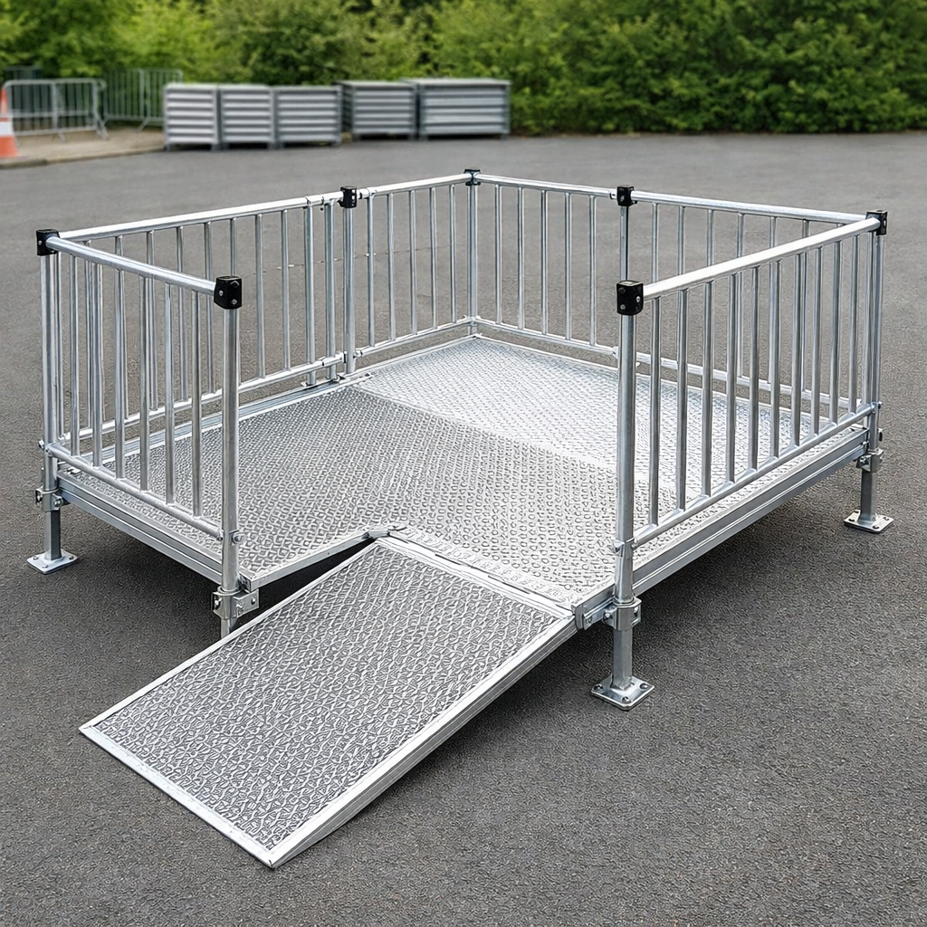 Modular Ramp Kit with Platform – 1500mm x 1900mm – Double Handrails – Mobility Access