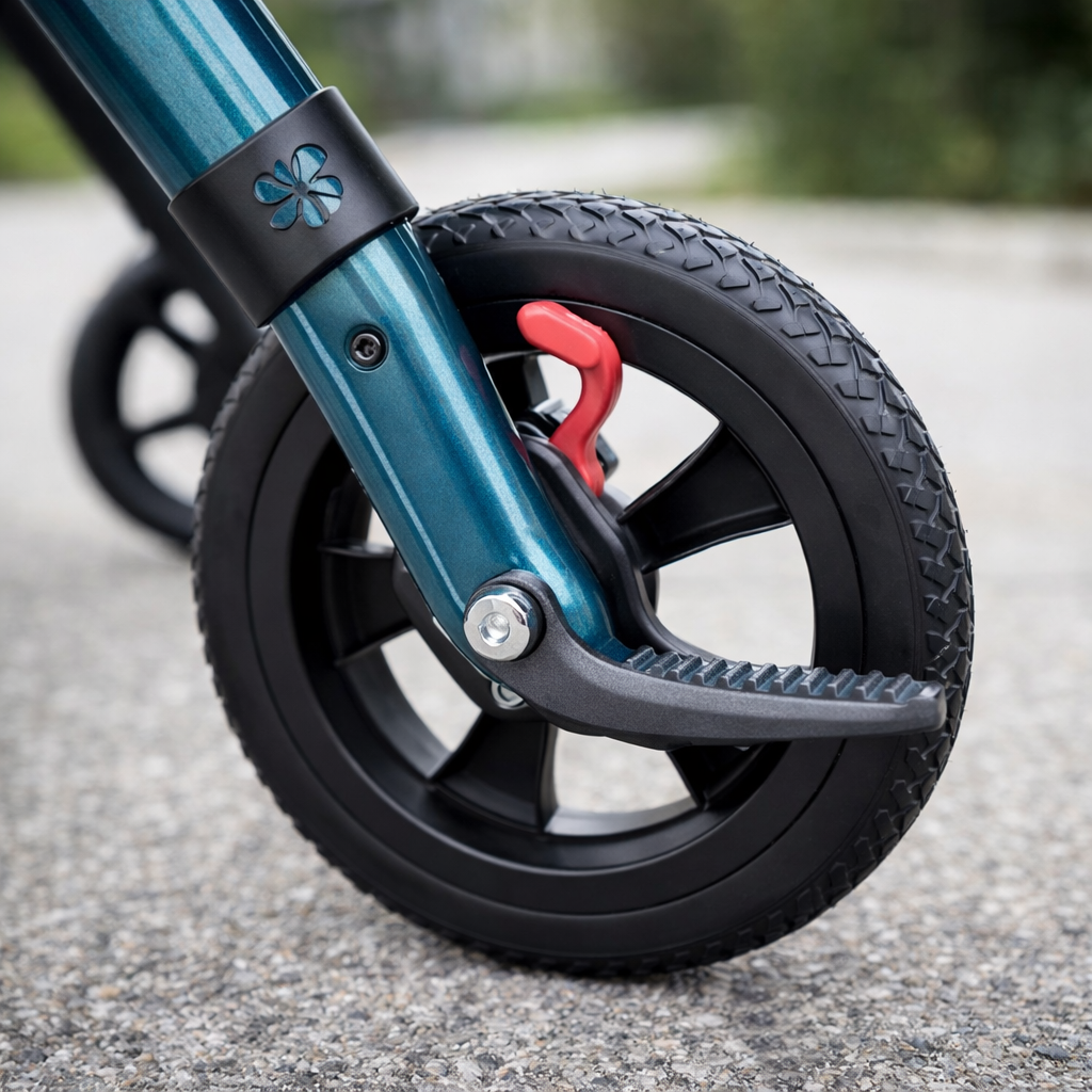 Allround Rollator Grinding Brake – White – Adjustable – Mobility Aid