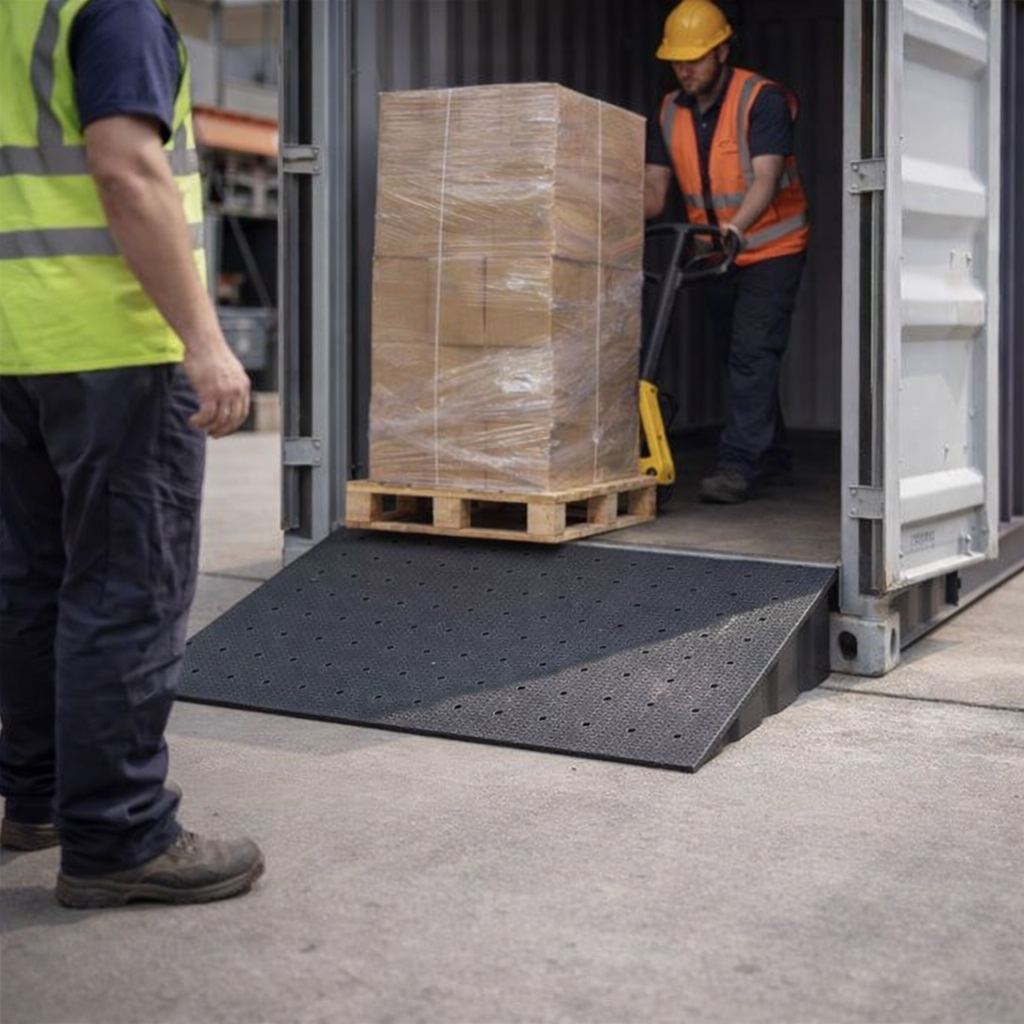 Ground Level Shipping Container Ramps – 150-300mm High – Heavy Duty – Commercial Use