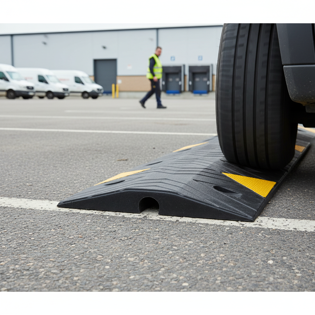Premium Heavy Duty 70mm Rubber Speed Bump with Fixings for Road Safety and Modular Adaptation
